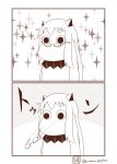  2koma bespectacled comic glasses glasses_removed highres kantai_collection monochrome moomintroll muppo northern_ocean_hime northern_ocean_hime_(cosplay) sazanami_konami silent_comic sparkle 