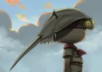  belt bukichi_(splatoon) goggles helmet horseshoe_crab naru_(wish_field) scarf sky solo splatoon uniform 