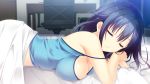  1girl bare_shoulders bed bed_sheet black_hair blanket breasts camisole chair cleavage closed_eyes game_cg goshogawara_yuuki highres k.y_ko large_breasts long_hair sleeping solo strap_slip table watashi_ga_suki_nara_&quot;suki&quot;_tte_itte! 