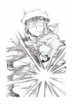  1boy 1girl admiral_(kantai_collection) blocking comic highres kantai_collection man_arihred monochrome murakumo_(kantai_collection) 
