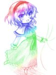  1girl alice_margatroid ascot blush capelet colorful hairband puppet_strings rainbow_gradient rainbow_order sash sketch solo touhou white_background yuran_(kuen-hien) 