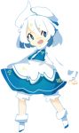  1girl :d bloomers blue_eyes dress hat letty_whiterock long_sleeves lowres open_mouth short_hair sil_(panchuari) smile solo touhou underwear white_hair 