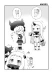  3girls claws comic destroyer_hime detached_sleeves headgear horn horns kantai_collection long_hair migu_(migmig) mittens monochrome multiple_girls northern_ocean_hime school_uniform seaport_hime serafuku shinkaisei-kan side_ponytail translation_request 