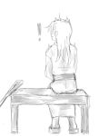  1girl bench comic crutch gentletiger geta japanese_clothes kantai_collection long_hair monochrome surprised tagme white_hair zuikaku_(kantai_collection) 