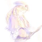  1boy blonde_hair closed_eyes curly_hair fire_emblem fire_emblem_if foleo_(fire_emblem_if) gloves hat kuzumosu long_hair otoko_no_ko solo staff white_background 