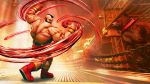  1boy bear beard boots collar eyebrows facial_hair flexing highres mohawk muscle official_art pose red_shoes scar shoes street_fighter street_fighter_v swim_briefs wristband zangief 