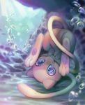  1other adorable air_bubble blue_eyes creatures_(company) game_freak giggling hand_to_own_mouth kawiku light_rays mew new_species nintendo no_humans olm_digital pokemon pokemon_(creature) pokemon_the_movie:_mewtwo_no_gyakushuu rock top-down_bottom-up underwater 