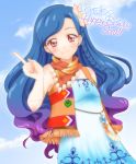  aikatsu! birthday blue_hair blush dress kazesawa_sora long_hair mole multi-colored_hair red_eyes violet_hair 