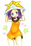  1boy armor budou_(sktr210) dress frog hat helmet higashikata_tsurugi japanese_armor jojo_no_kimyou_na_bouken jojolion kabuto marker_(medium) orange_dress origami origami_frog otoko_no_ko paper_hat paper_kabuto paper_moon_king purple_hair solo stand_(jojo) traditional_media violet_eyes 