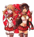 2girls anchor cherry_blossoms cosplay fang haruka_(pokemon) haruka_(pokemon)_(remake) higana_(pokemon) hip_vent kantai_collection kuroi_paseri multiple_girls musashi_(kantai_collection) musashi_(kantai_collection)_(cosplay) ninja pokemon pokemon_(game) pokemon_oras yamato_(kantai_collection) yamato_(kantai_collection)_(cosplay) 