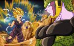  blonde_hair cell_(dragon_ball) dragon_ball dragon_ball_z open_mouth son_gohan son_goku 