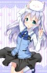  1girl blue_eyes blue_hair blush gochuumon_wa_usagi_desu_ka? kafuu_chino long_hair looking_at_viewer rong_yi_tan solo tippy_(gochuumon_wa_usagi_desuka?) 