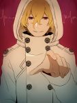  1boy bleach blonde_hair gremmy_thoumeaux hair_between_eyes nuku red_eyes smile solo trench_coat 