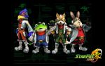  4boys airplane arwing black_background blue_eyes boots copyright_name falco_lombardi fingerless_gloves fox_mccloud full_body furry gloves green_eyes hand_up hands_on_hips hat headset highres jacket looking_at_viewer mecha multiple_boys nintendo no_humans official_art open_mouth peppy_hare red_eyes scouter slippy_toad standing star_fox star_fox_zero wallpaper wrench 