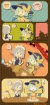  3girls ? blonde_hair blush_stickers bow braid chibi closed_eyes comic cooking eyeball flandre_scarlet food green_eyes green_hair hair_bow hair_ornament hairband hat hat_ribbon heart heart_of_string izayoi_sakuya komeiji_koishi komeiji_satori komowata_(m375375) long_sleeves looking_at_another maid_headdress mob_cap multiple_girls musical_note open_mouth outstretched_arms pancake pink_hair puffy_sleeves red_eyes ribbon scarlet_devil_mansion shirt short_hair short_sleeves side_ponytail silver_hair smile speech_bubble string third_eye touhou twin_braids twitter_username vest wide_sleeves wrist_cuffs 