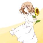  1girl dress flower mearian object_namesake oomuro_sakurako solo sundress sunflower tagme white_dress yuru_yuri 