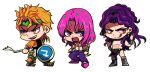  blonde_hair boots chromatic_aberration diavolo dio_brando earrings fang hand_on_hip jewelry jojo_no_kimyou_na_bouken kars_(jojo) loincloth long_hair open_mouth pink_hair pointy_shoes purple_hair red_eyes shoes signpost smile sweat tongue tongue_out tsubakinyao violet_eyes wristband yellow_eyes 