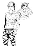  1boy argyle argyle_sweater chounorin guido_mista hat heart highres jojo_no_kimyou_na_bouken midriff monochrome sweater tiger_print 