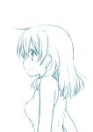  1girl breasts hidamari_sketch miyako monochrome profile quro_(black_river) simple_background smile solo white_background 