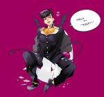  1boy black_hair demon_tail demon_wings eggshell gakuran higashikata_jousuke jojo_no_kimyou_na_bouken pompadour school_uniform solo tail u-min wings 