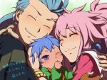  1girl 2boys arche_klein baby blue_hair chester_barklight closed_eyes falken_barklight family father_and_son group_hug hug husband_and_wife long_hair mifuta mother_and_son multiple_boys pink_hair ponytail short_hair smile tales_of_(series) tales_of_phantasia violet_eyes 