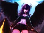  1girl demon helrouis highres horns original purple_hair solo violet_eyes wings 
