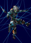  absurdres blue_background chamber_(suisei_no_gargantia) highres lasers mecha no_humans simple_background suisei_no_gargantia 