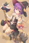  &gt;_&lt; 1girl :d bare_shoulders boots broom broom_riding cape closed_eyes costume elbow_gloves fang gloves halloween happy_halloween hat heart kaenbyou_rin kaenbyou_rin_(cat) knees_together_feet_apart komeiji_satori kurogarasu light_smile looking_at_viewer multiple_tails open_mouth panties pantyshot pantyshot_(sitting) purple_hair reiuji_utsuho reiuji_utsuho_(bird) sitting smile striped striped_legwear striped_panties tail third_eye touhou two_tails underwear violet_eyes white_gloves witch witch_hat xd |_| 