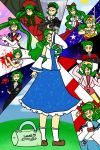 6+girls alyx_vance_(cosplay) bag blood chenkari cosplay crystal_(pokemon)_(cosplay) dana_scully_(cosplay) detached_sleeves duffel_bag fingerless_gloves gloves green_hair gun highres japanese_clothes kathryn_janeway_(cosplay) kochiya_sanae kurusugawa_himeko_(cosplay) leotard long_skirt miko multiple_girls otonashi_saya_(cosplay) poke_ball pokegear sailor_moon_(cosplay) sailor_senshi_(cosplay) school_uniform serafuku shinku_(cosplay) skirt suzumiya_haruhi_(cosplay) thong_leotard touhou tsuki_ni_kawatte_oshioki_yo ufo vambraces weapon wonder_woman_(cosplay) yellow_eyes