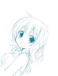 1girl blush hidamari_sketch looking_at_viewer miyako monochrome open_mouth quro_(black_river) simple_background sketch smile solo white_background 
