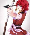  1girl akatsuki_no_yona arrow bow_(weapon) dress gradient gradient_background redhead short_hair solo violet_eyes weapon yona_(akatsuki_no_yona) 