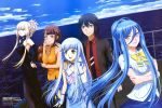  1boy 4girls absurdres aoki_hagane_no_arpeggio black_hair black_legwear blonde_hair blue_hair brown_eyes brown_hair chihaya_gunzou green_eyes highres hyuuga_(aoki_hagane_no_arpeggio) iona kongou_(aoki_hagane_no_arpeggio) long_hair multiple_girls nakazono_mai official_art pantyhose short_hair takao_(aoki_hagane_no_arpeggio) 