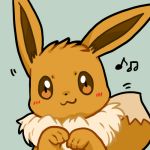  :3 brown_eyes eevee face flat_color looking_at_viewer lowres musical_note no_humans pokemon pokemon_(creature) simple_background solo zrae 