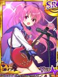  1girl angel_beats! fang guitar instrument long_hair miyoshino pink_eyes pink_hair school_uniform serafuku twintails yui_(angel_beats!) 