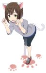  1girl animal_ears brown_hair cat_ears cat_tail fang green_eyes idolmaster idolmaster_cinderella_girls looking_at_viewer maekawa_miku mattaku_mousuke open_mouth short_hair smile solo tail 