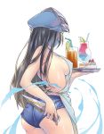  1girl apron ass black_hair covered_nipples from_behind high_water_ninja_(p&amp;d) highres kunai long_hair mask nearly_naked_apron puzzle_&amp;_dragons roy_(pixiv992911) weapon 