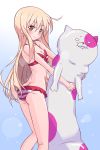  1girl ass bikini blonde_hair brown_eyes cat doma_umaru himouto!_umaru-chan k10k long_hair stuffed_animal stuffed_toy swimsuit toy 