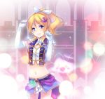  1girl anchor_hair_ornament ayase_eli blonde_hair blue_eyes dancing_stars_on_me! elbow_gloves ghost gloves hair_ornament love_live!_school_idol_project navel ponytail shinia smile solo white_gloves 