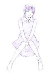 1girl dress monochrome original sketch socks solo traditional_media yoshitomi_akihito 