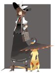  1girl bag boots bow brown_eyes brown_hair full_body hat hat_bow heliolisk high_heel_boots high_heels highres lemonice long_skirt necktie pokemon puffy_sleeves short_hair shoulder_bag skirt smile touhou usami_renko vest 