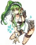  1girl c.c. code_geass creayus green_hair long_hair looking_at_viewer maid maid_headdress side_ponytail simple_background solo twitter_username white_background yellow_eyes 