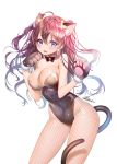  1girl aile_(crossroads) animal_ears blue_eyes bowtie breasts cat_ears cat_tail catsuit cleavage detached_collar fishnet_pantyhose fishnets gloves highleg highleg_leotard ichinose_shiki idolmaster idolmaster_cinderella_girls kittysuit large_breasts leotard long_hair looking_at_viewer pantyhose paw_gloves redhead solo tail 