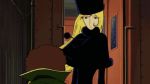  1boy 1girl 70s animated animated_gif blonde_hair coat door ginga_tetsudou_999 hat hoshino_tetsurou jacket long_hair looking_at_another lowres maetel oldschool science_fiction screencap size_difference space_craft spacecraft_interior spoilers train very_long_hair wind 