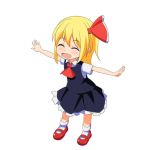  1girl ascot blonde_hair cato_(monocatienus) child closed_eyes open_mouth outstretched_arms rumia shirt skirt skirt_set smile solo touhou vest younger 