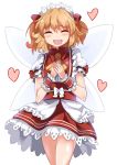  1girl :d ^_^ blonde_hair blush closed_eyes e.o. fairy_wings fang headdress heart lovestruck open_mouth sash smile solo sunny_milk touhou twintails wings wrist_cuffs 