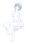  1girl barefoot dress monochrome original short_hair sketch solo traditional_media yoshitomi_akihito 