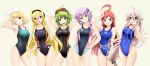  6+girls :d ;) ahoge arena_(company) armpits arms_behind_head arms_up asics ass_visible_through_thighs blonde_hair blue_eyes blush braid breasts clenched_hands collarbone company_name competition_swimsuit covered_navel cowboy_shot fuuma_nagi goggles goggles_on_head gradient gradient_background green_background green_eyes green_hair grey_background groin gumi hair_between_eyes hair_ornament hair_ribbon hairband hairclip hand_on_hip head_tilt headphones highleg highleg_swimsuit ia_(vocaloid) kagamine_rin lily_(vocaloid) long_hair looking_at_viewer multiple_girls one-piece_swimsuit one_eye_closed open_mouth purple_hair red_eyes redhead ribbon sf-a2_miki short_hair short_hair_with_long_locks showing_armpits silver_hair simple_background smile speedo_(company) standing swimsuit thighs twin_braids twintails violet_eyes vocaloid voiceroid w w_over_eye yuzuki_yukari 
