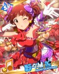  armpits blush character_name dress happy idolmaster idolmaster_million_live! nonohara_akane red_eyes redhead short_hair valentines wink 