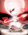  1girl energy_spear highres keishiki_(leftwin) moon polearm red_eyes red_moon remilia_scarlet solo spear spear_the_gungnir touhou weapon 