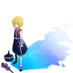  1girl blonde_hair full_body hat hat_removed headwear_removed instrument long_sleeves looking_at_viewer lunasa_prismriver mary_janes nr_(cmnrr) shirt shoes short_hair skirt skirt_set socks solo touhou vest violin white_background white_legwear yellow_eyes 